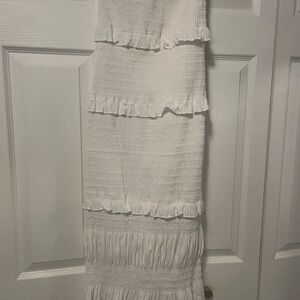 White Ruffled Midi dress